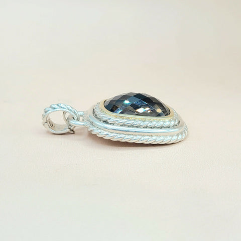 David Yurman  Albion Jumbo Smoky Quartz Silver & Gold Pendant-Enhancer