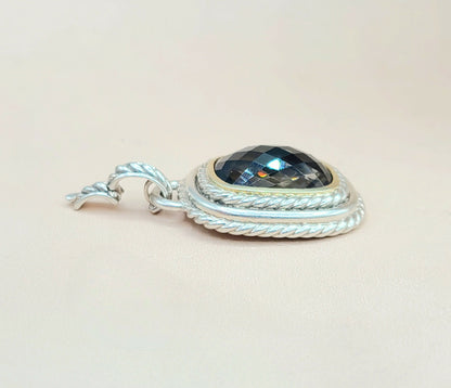  David Yurman  Albion Jumbo Smoky Quartz Silver & Gold Pendant-Enhancer