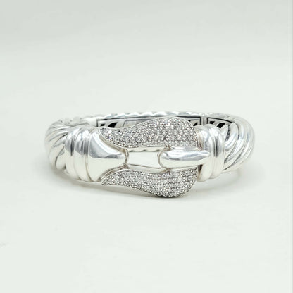 David Yurman Jumbo Waverly Buckle Bracelet With Diamonds