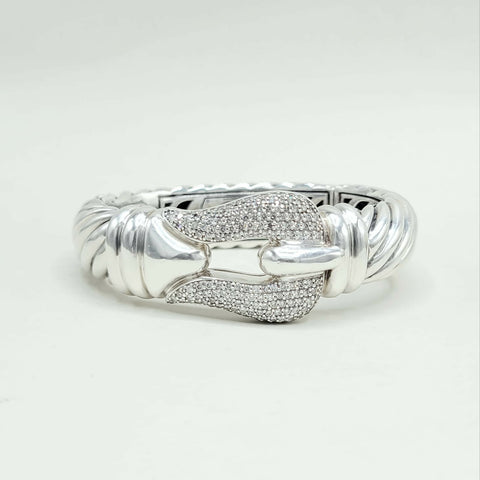 David Yurman Jumbo Waverly Buckle Bracelet With Diamonds