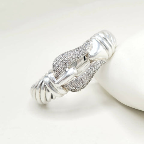 David Yurman Jumbo Waverly Buckle Bracelet With Diamonds