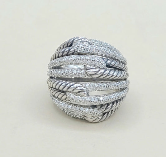 David Yurman Labyrinth Double Loop Ring With Diamonds
