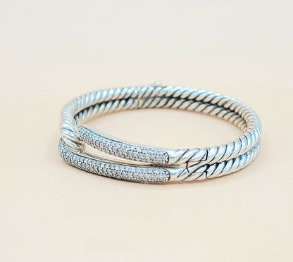    David Yurman Labyrinth Single Loop Diamond Bracelet