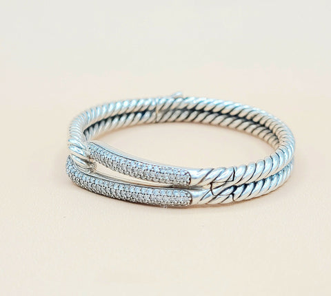  David Yurman Labyrinth Single Loop Diamond Bracelet