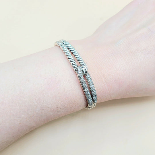  David Yurman Labyrinth Single Loop Diamond Bracelet