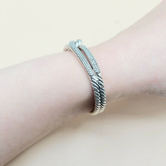  David Yurman Labyrinth Single Loop Diamond Bracelet