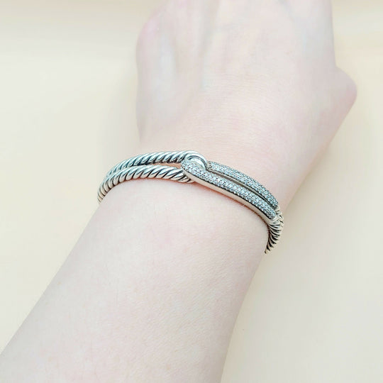  David Yurman Labyrinth Single Loop Diamond Bracelet