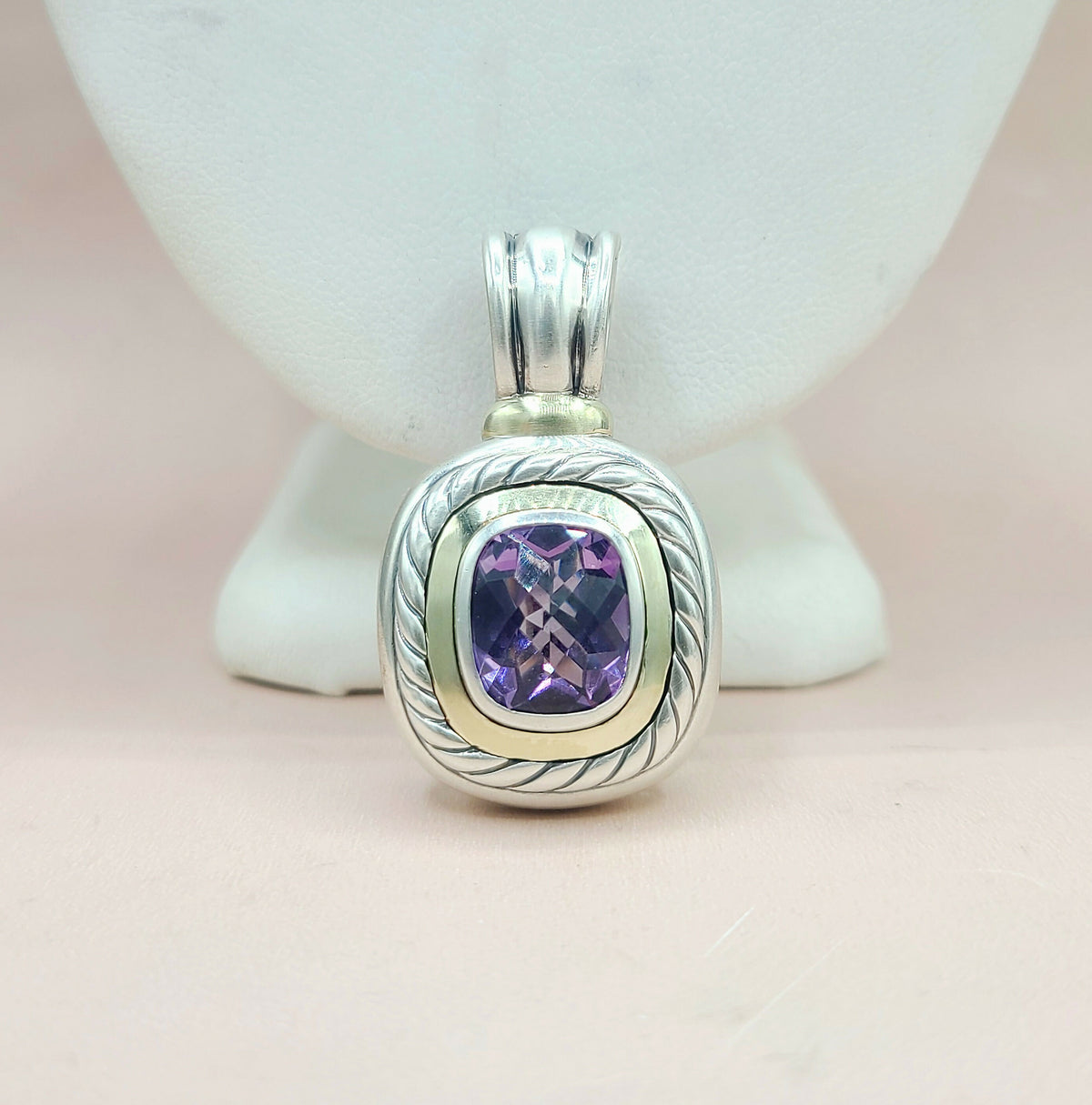  David Yurman Large Albion Amethyst & 14K Gold Pendant Enhancer