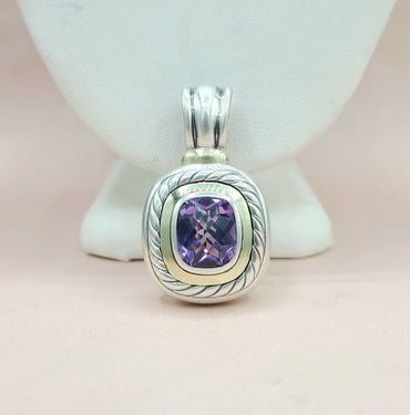  David Yurman Large Albion Amethyst & 14K Gold Pendant Enhancer