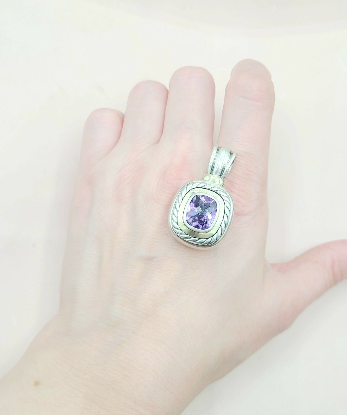  David Yurman Large Albion Amethyst & 14K Gold Pendant Enhancer