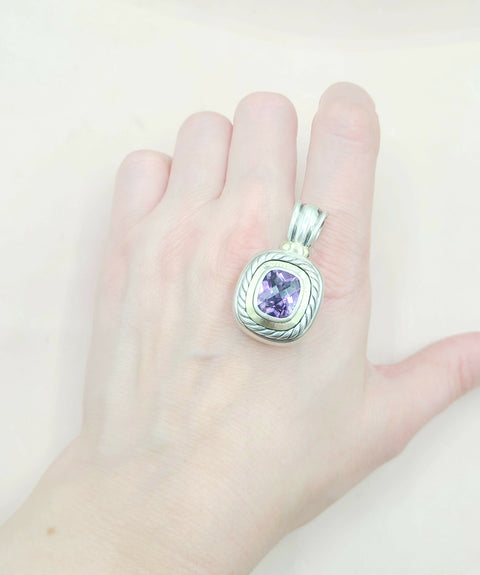  David Yurman Large Albion Amethyst & 14K Gold Pendant Enhancer