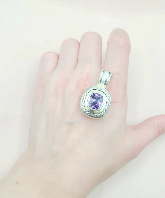  David Yurman Large Albion Amethyst & 14K Gold Pendant Enhancer