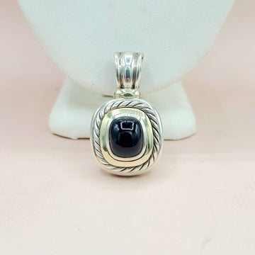  David Yurman Large Albion Black Onyx & 14K Gold Pendant Enhancer