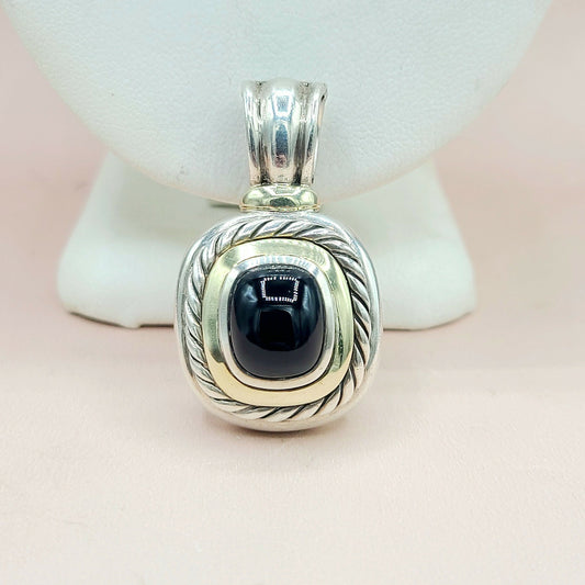  David Yurman Large Albion Black Onyx & 14K Gold Pendant Enhancer