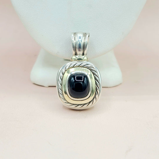  David Yurman Large Albion Black Onyx & 14K Gold Pendant Enhancer