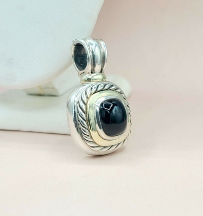  David Yurman Large Albion Black Onyx & 14K Gold Pendant Enhancer