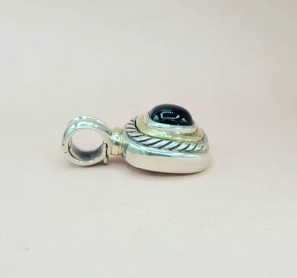  David Yurman Large Albion Black Onyx & 14K Gold Pendant Enhancer