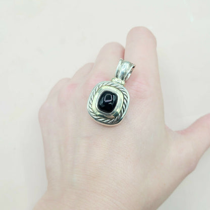  David Yurman Large Albion Black Onyx & 14K Gold Pendant Enhancer