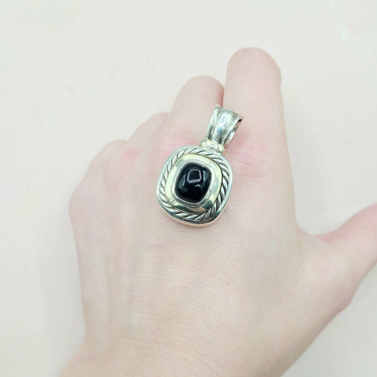  David Yurman Large Albion Black Onyx & 14K Gold Pendant Enhancer