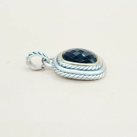  David Yurman Large Albion Black Onyx Silver & 18k Pendant Enhancer