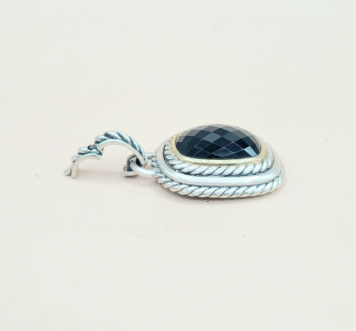  David Yurman Large Albion Black Onyx Silver & 18k Pendant Enhancer