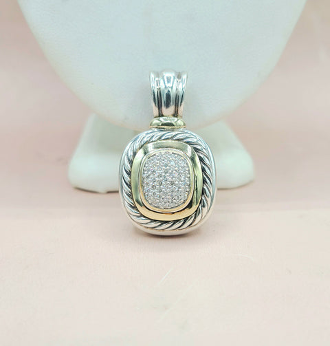  David Yurman Large Albion Diamond & 18K Gold Pendant Enhancer