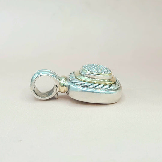 side view of David Yurman Large Albion Diamond & 18K Gold Pendant Enhancer