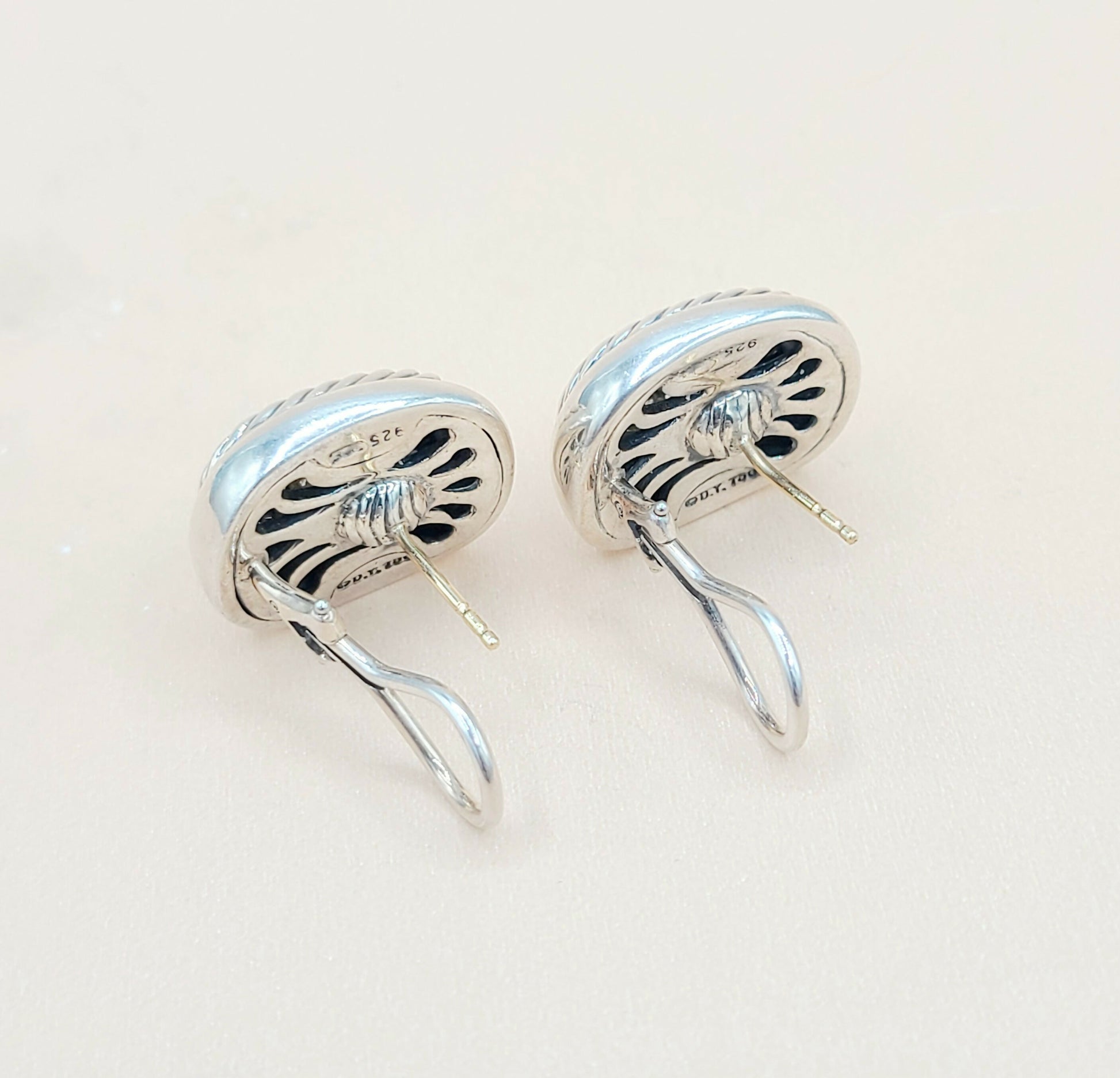 David Yurman Large Albion Earrings Gold & Diamond Certified Pre-Owned  AYW Luxury #