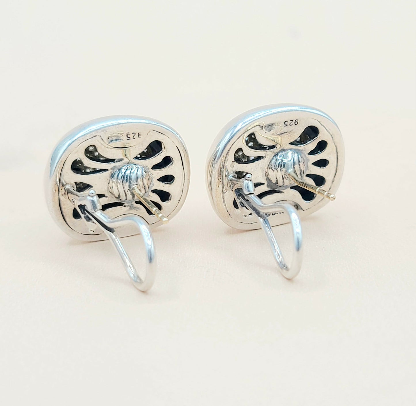 David Yurman Large Albion Earrings Gold & Diamond Certified Pre-Owned  AYW Luxury #