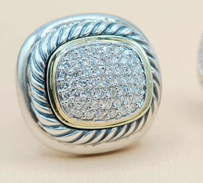 David Yurman Large Albion Earrings Gold & Diamond Certified Pre-Owned  AYW Luxury #