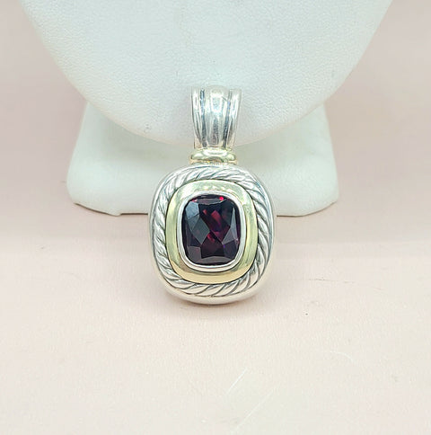  David Yurman Large Albion Garnet & 14K Pendant Enhancer