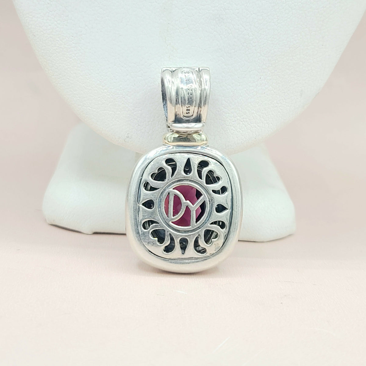  David Yurman Large Albion Garnet & 14K Pendant Enhancer