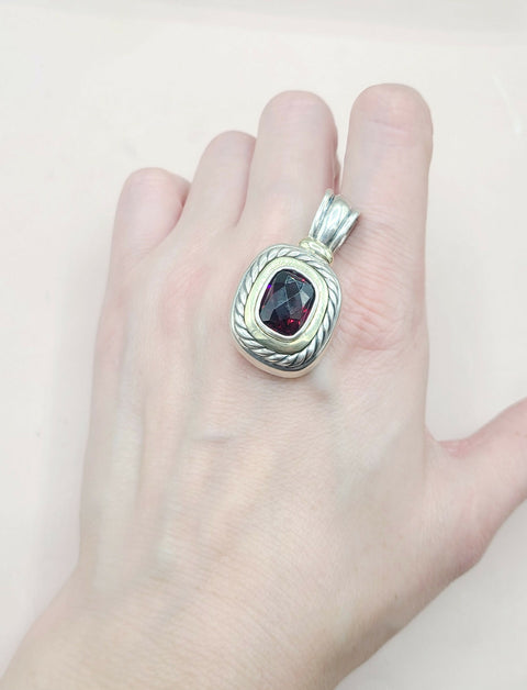  David Yurman Large Albion Garnet & 14K Pendant Enhancer