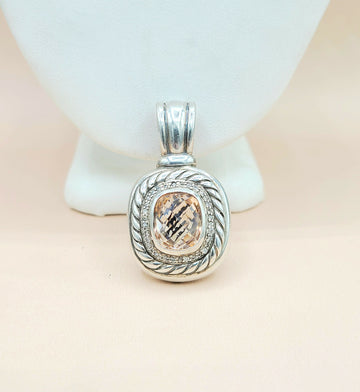  David Yurman Large Albion Morganite Diamond Pendant Enhancer
