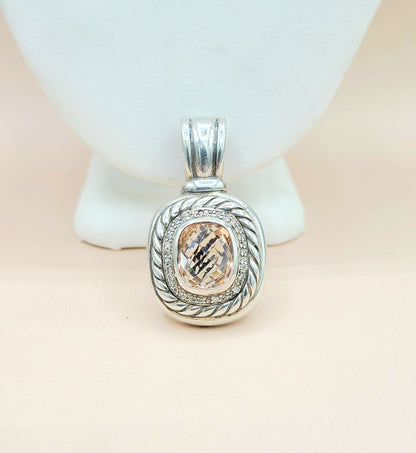  David Yurman Large Albion Morganite Diamond Pendant Enhancer