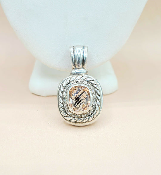  David Yurman Large Albion Morganite Diamond Pendant Enhancer