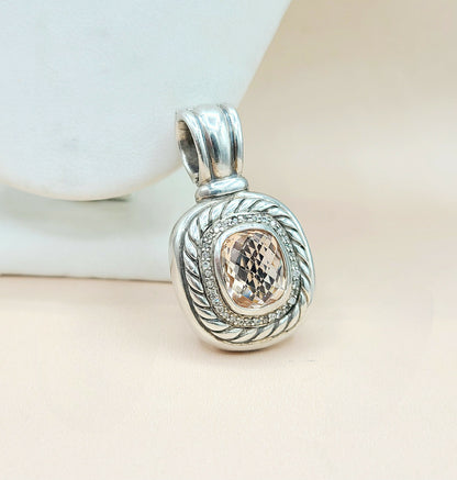  David Yurman Large Albion Morganite Diamond Pendant Enhancer
