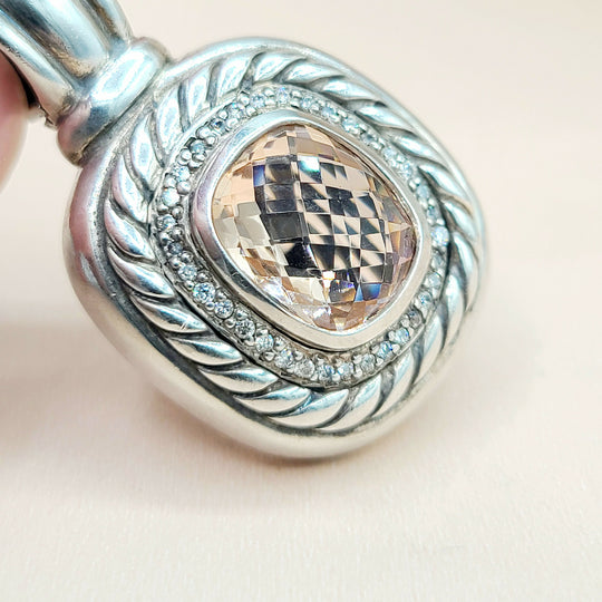  David Yurman Large Albion Morganite Diamond Pendant Enhancer