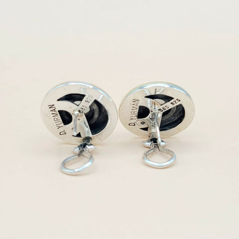  David Yurman Large Cookie Pearl Gold Earrings
