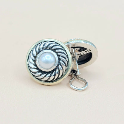 David Yurman Cookie Pearl Earrings Silver & Gold | Certified Pre-Owned  AYW Luxury #