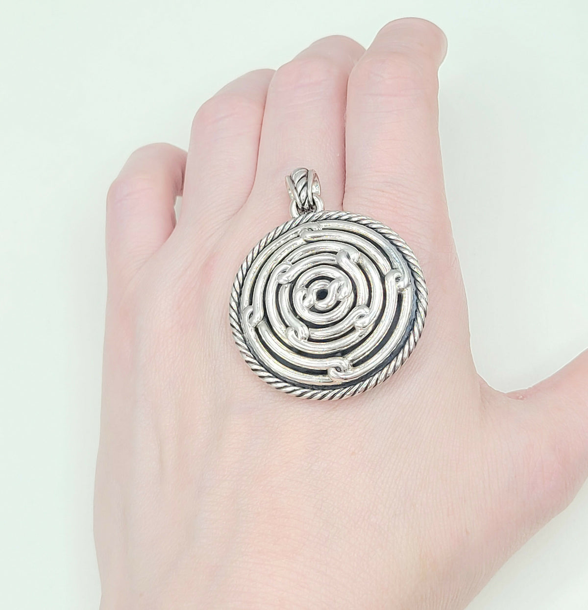  David Yurman-Large Disk Labyrinth-Pendant-Enhancer-
