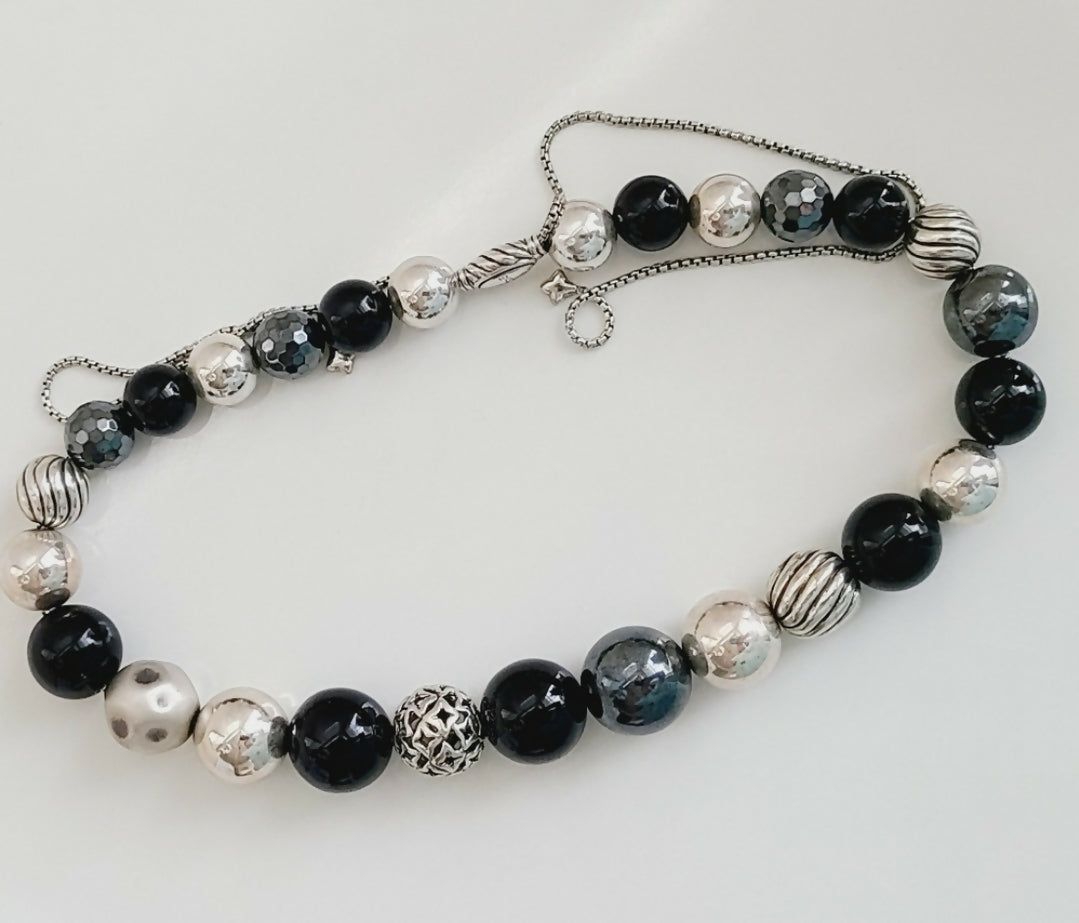David Yurman Large Elements Bead Necklace With Black Onyx And Hematite