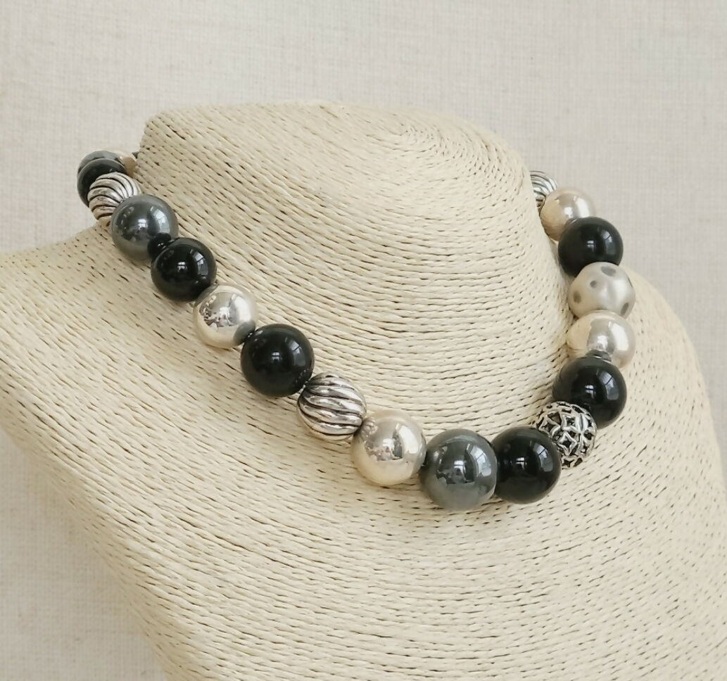 David Yurman Large Elements Bead Necklace With Black Onyx And Hematite