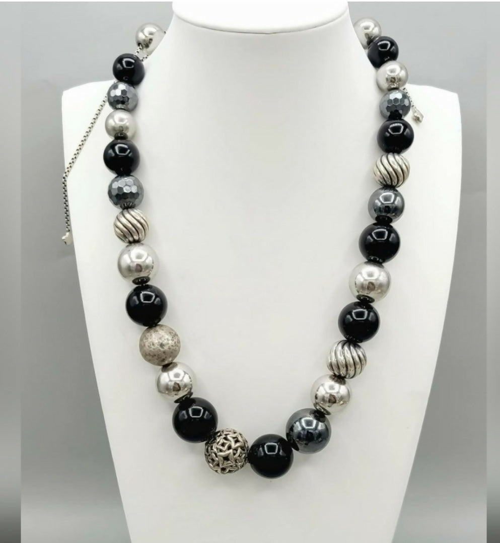 David Yurman Large Elements Bead Necklace With Black Onyx And Hematite