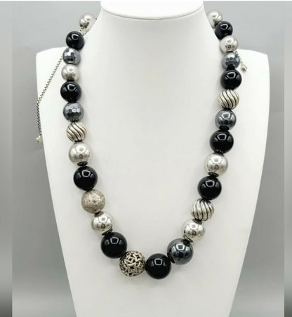 David Yurman Large Elements Bead Necklace With Black Onyx And Hematite