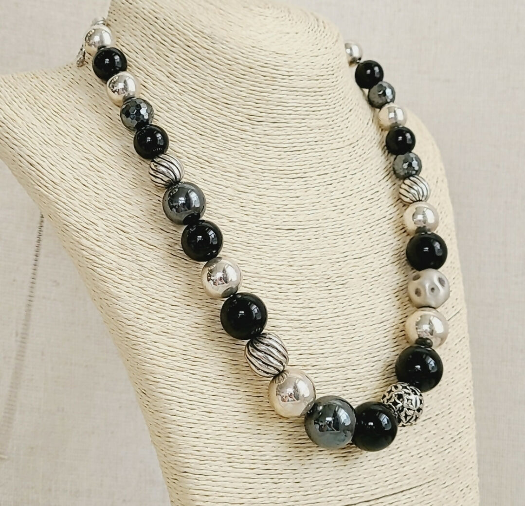 David Yurman Large Elements Bead Necklace With Black Onyx And Hematite
