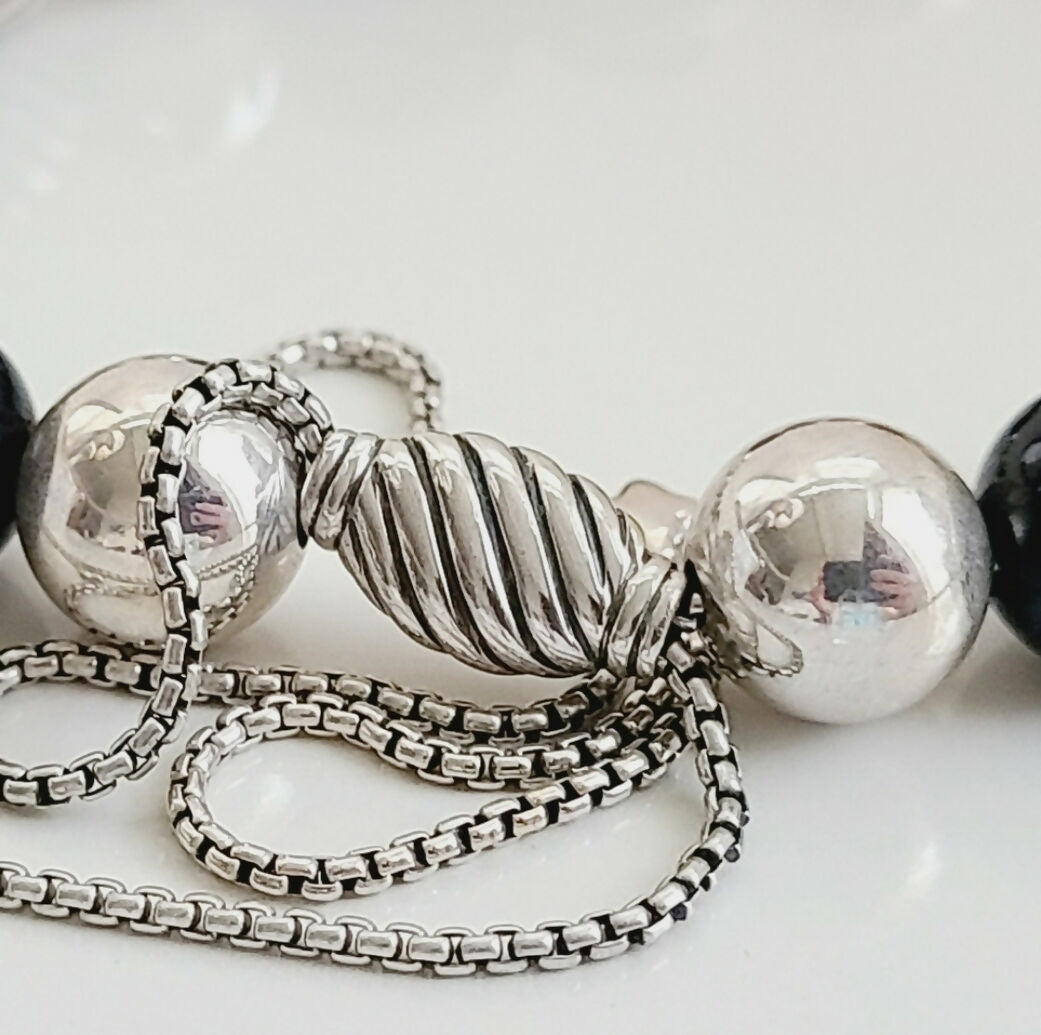 David Yurman Large Elements Bead Necklace With Black Onyx And Hematite