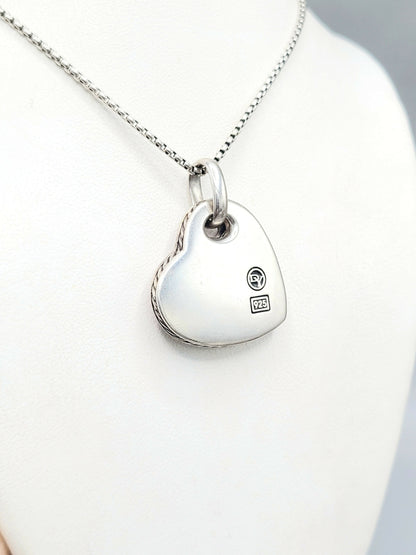 back view David Yurman Large Heart Pendant Necklace With Rhodonite and Diamonds