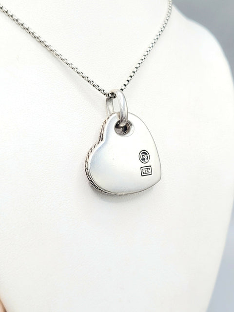 back view David Yurman Large Heart Pendant Necklace With Rhodonite and Diamonds
