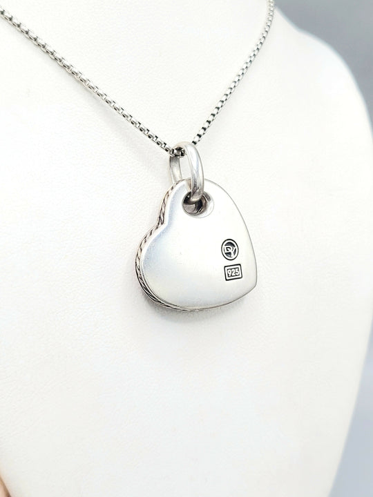 back view David Yurman Large Heart Pendant Necklace With Rhodonite and Diamonds